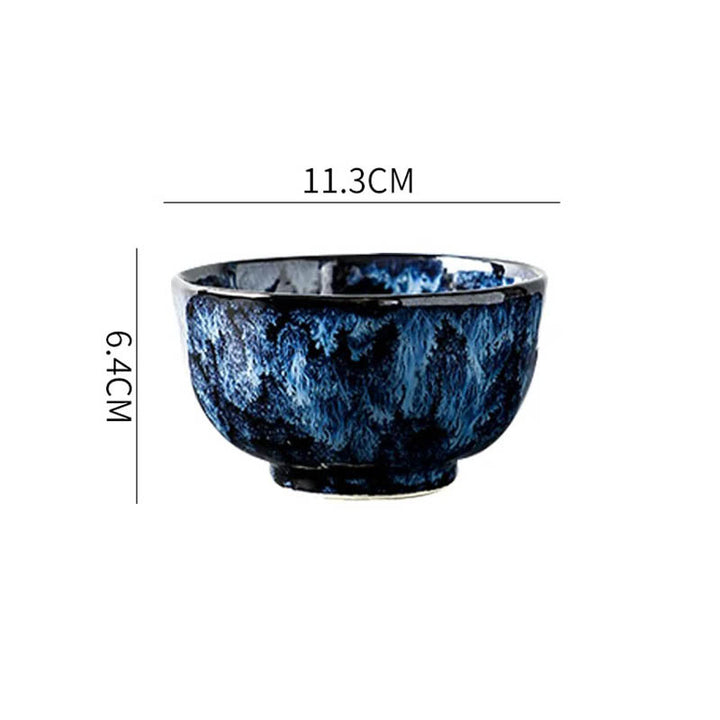 Small blue ceramic rice bowl, 11.3cm diameter x 6.4cm height, HAVDYK Japandi dinner set, perfect for modern dining