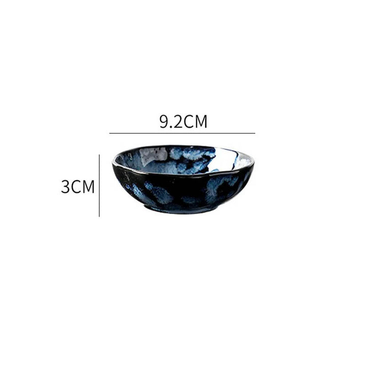 HAVDYK 9.2cm small blue ceramic dipping bowl, Japandi style, ideal for sauces, condiments or side servings.
