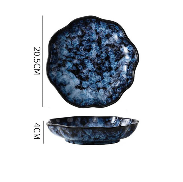 HAVDYK 20.5cm blue ceramic side plate or shallow bowl, Japandi style, versatile for salads or pasta
