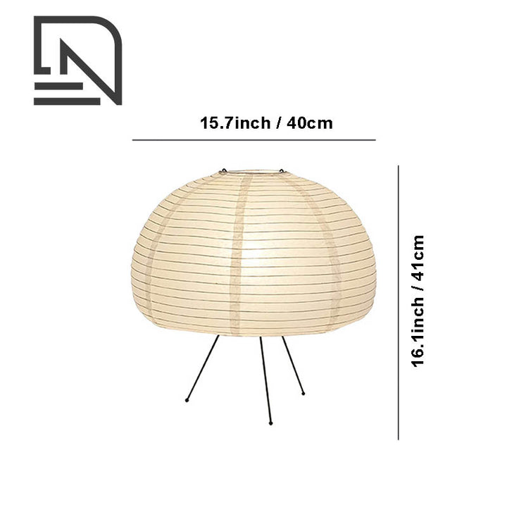 Minimalist AKARIS lantern lamp with rice paper shade and black legs, modern Japanese-Scandi lighting design