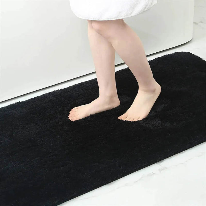 Long Black non-slip soft bathroom mat  perfect for stepping out of the bath