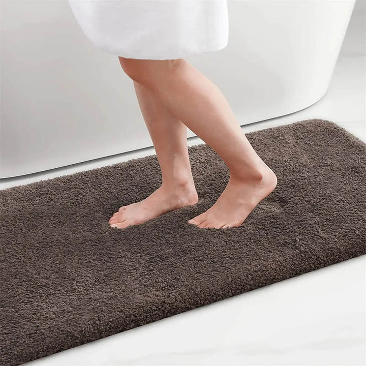 Long Brown absorbent soft bathroom mat  perfect for stepping out of the bath