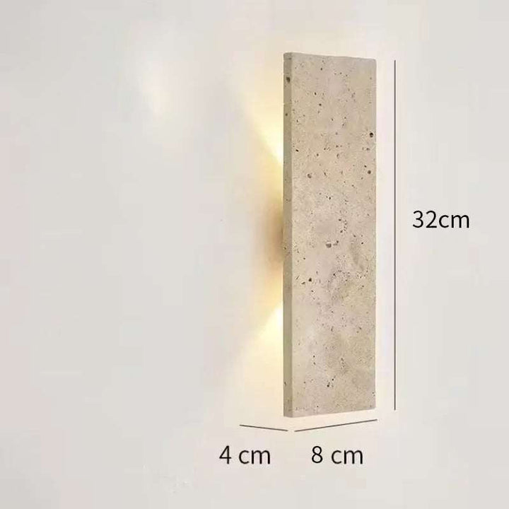 Compact natural stone LED wall lamp, 32x8x4cm, waterproof and modern exterior lighting