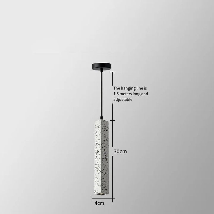 BETON modern pendant light square concrete terrazzo design 30cm tall x 4cm wide