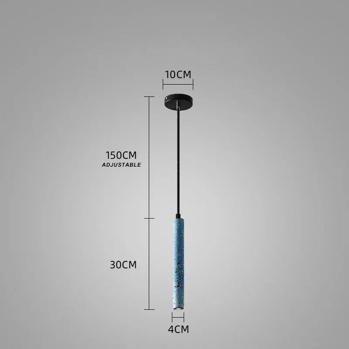 BETON modern industrial pendant light in blue cement terrazzo finish 30cm tall