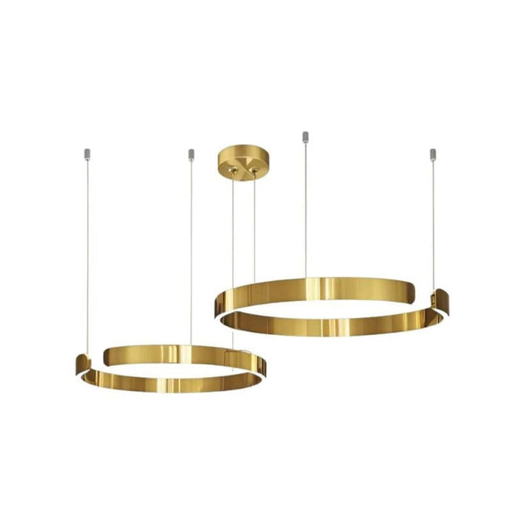 Double gold circular LED chandeliers – elegant modern Nordic ceiling light fixture