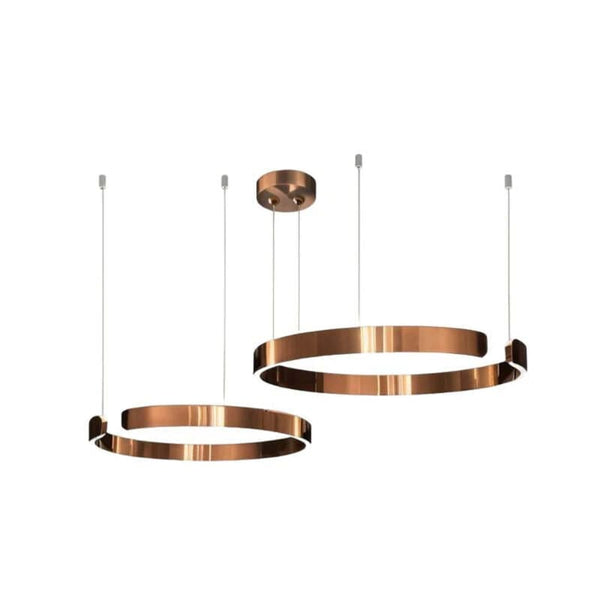 Double rose gold circular LED chandeliers – luxury Nordic ceiling LED light fixture