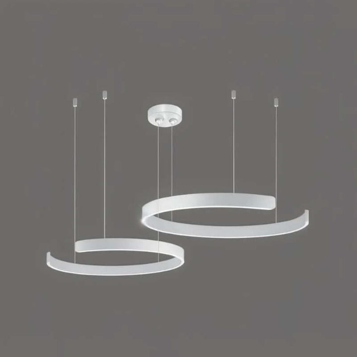 Double white circular LED chandeliers – minimalist modern Nordic ceiling lighting