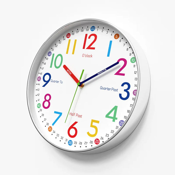 Colorful clock with a white background