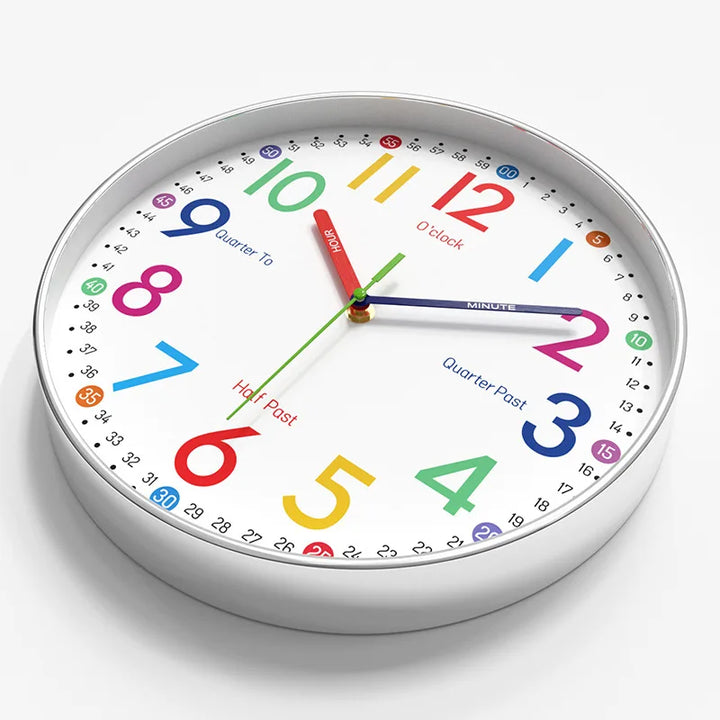 Colorful clock with a white background