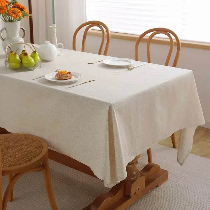 Neutral cotton tablecloth for 4-seater Nordic dining table, perfect for home decor and everyday use
