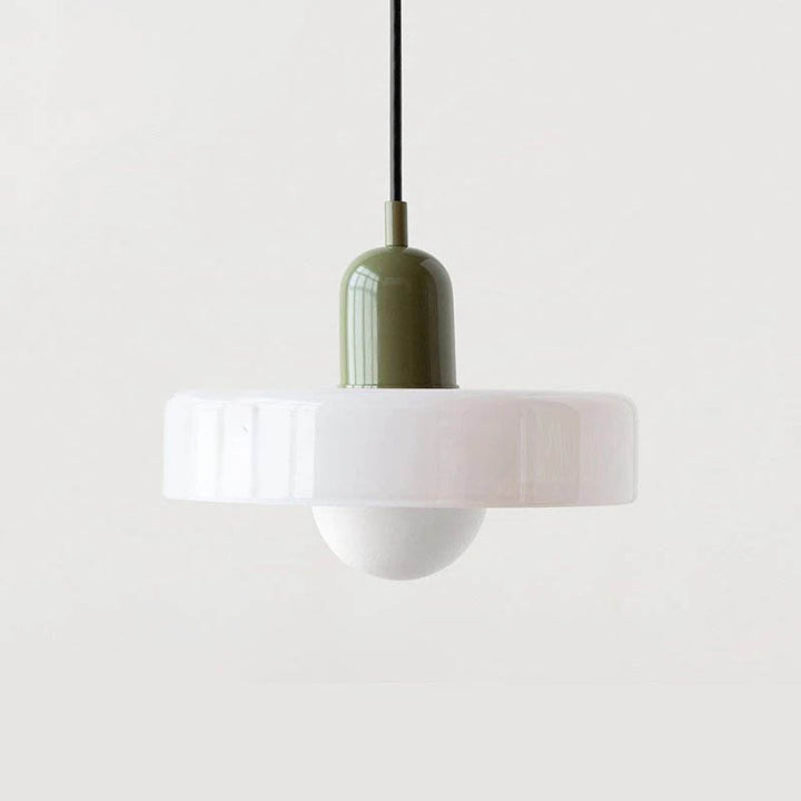 SLIK modern Nordic pendant light, dark green and white LED glass shade design