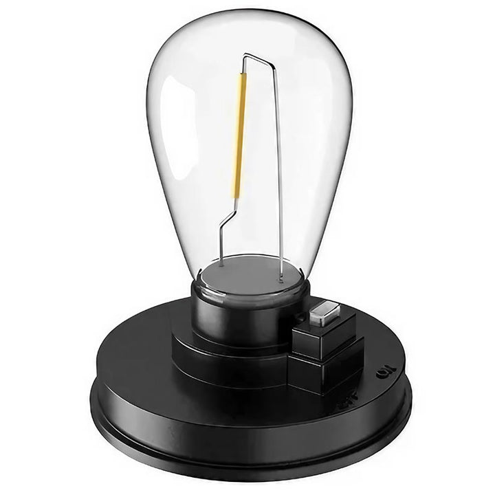 Warm white LED filament bulb insert for outdoor hanging solar lantern, providing soft ambient light.