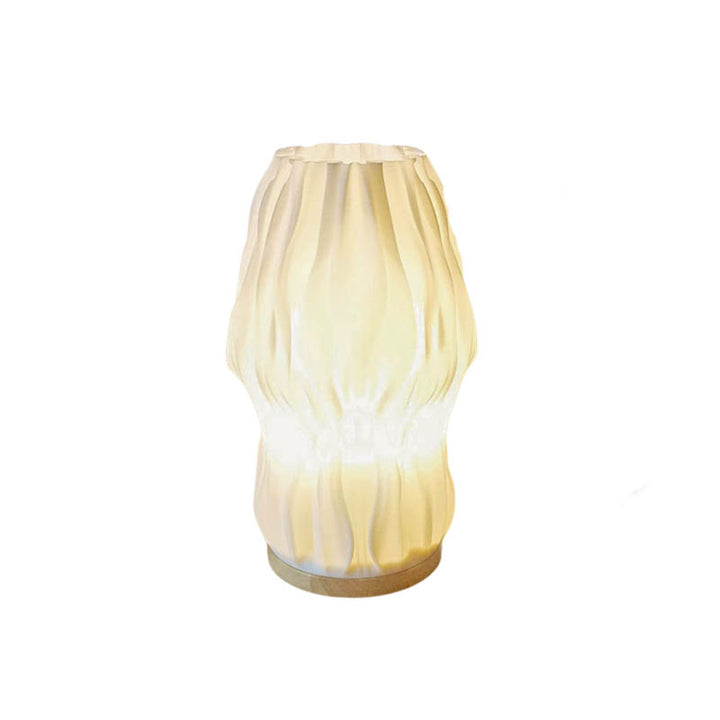 MOLLEN 3D printed Nordic table lamp with soft flowing curves, dimmable LED light, eco-friendly cream white finish