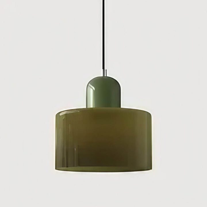 SOLRIG Nordic pendant light featuring olive-green glass shade with matching green ceramic top, elegant lighting for living spaces