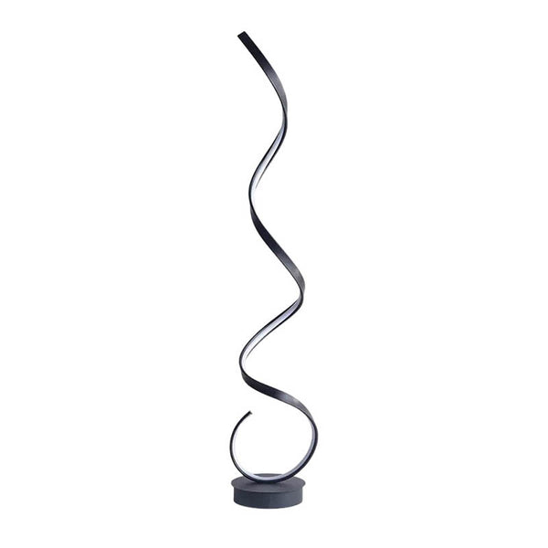  Black LED spiral floor lamp with dimmable warm light, Nordic design, 52inch / 133cm tall, ideal for modern UK interiors