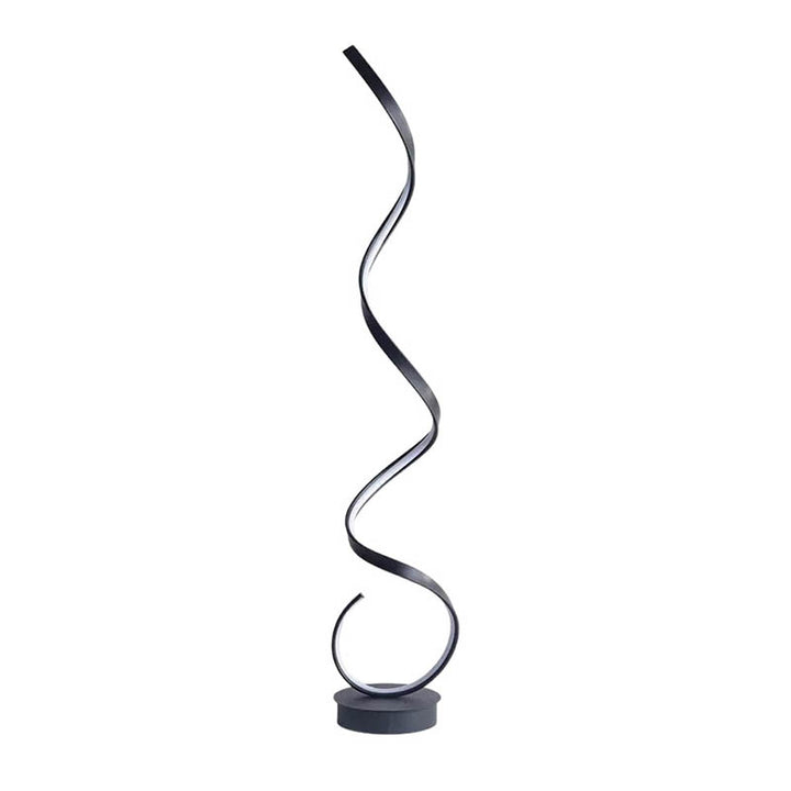  Black LED spiral floor lamp with dimmable warm light, Nordic design, 52inch / 133cm tall, ideal for modern UK interiors