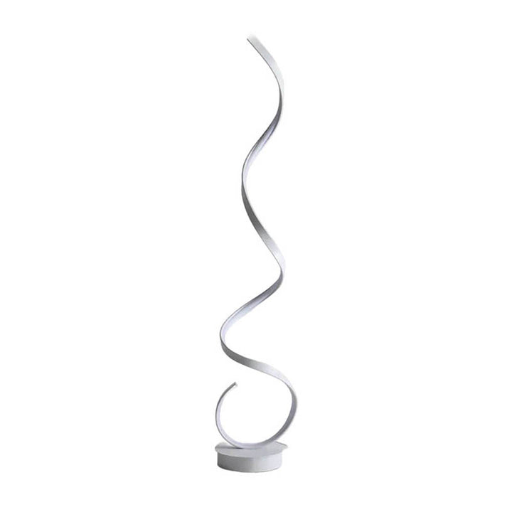 White LED spiral floor lamp with dimmable warm light, Nordic design, 52inch / 133cm tall, ideal for modern UK interiors