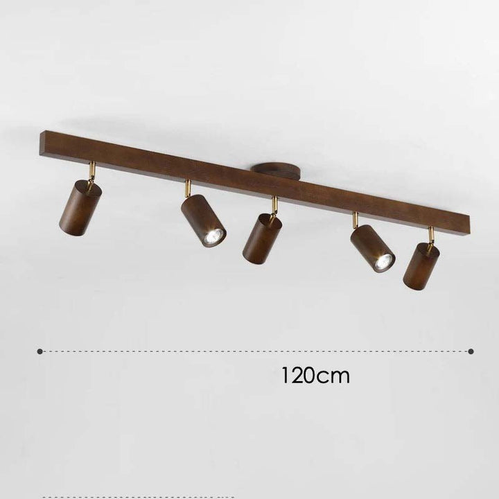 Ceiling light fixture with five cylindrical lights on a white background, showing measurement of 120cm.