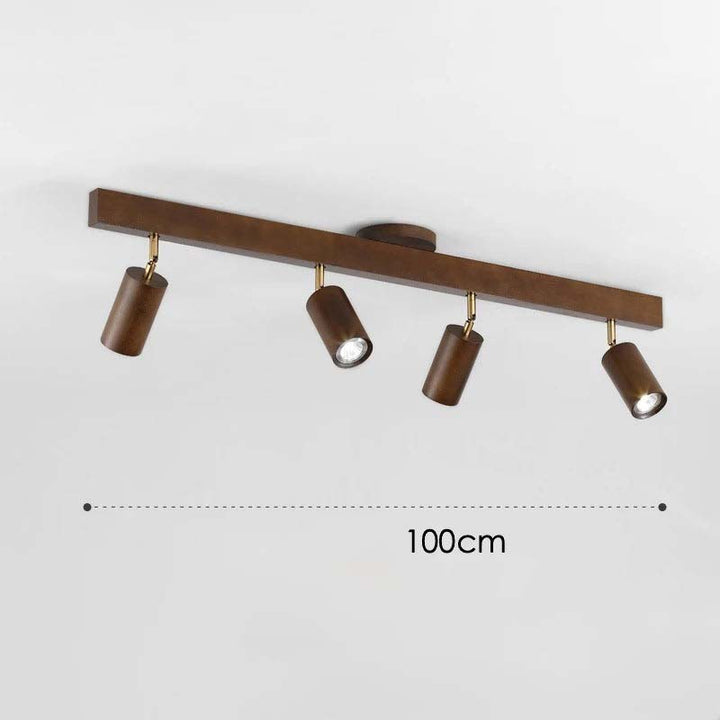 Ceiling light fixture with five cylindrical lights on a white background, showing measurement of 100cm.