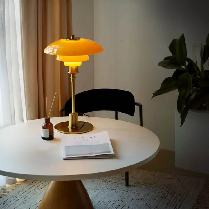 GLODE minimalist glass table lamp with Scandinavian design, warm LED lighting, and sleek nightstand style for modern home decor.