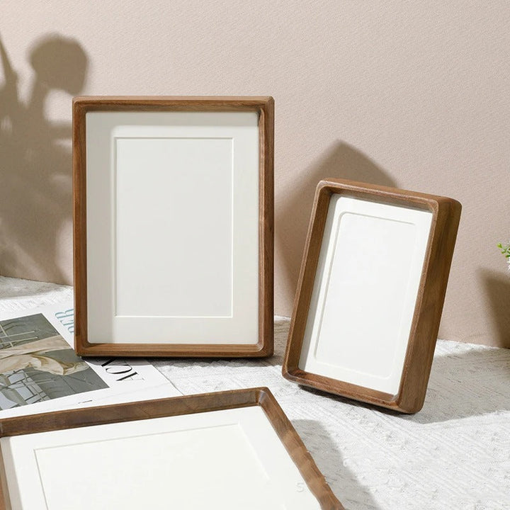 Durable solid wood photo frames with smooth rounded edges, adding warmth to modern interiors