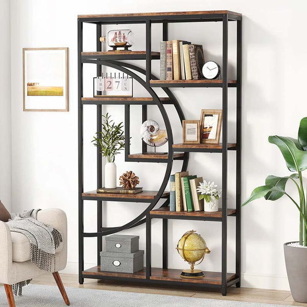 Bookshelf with decorative items in a room setting