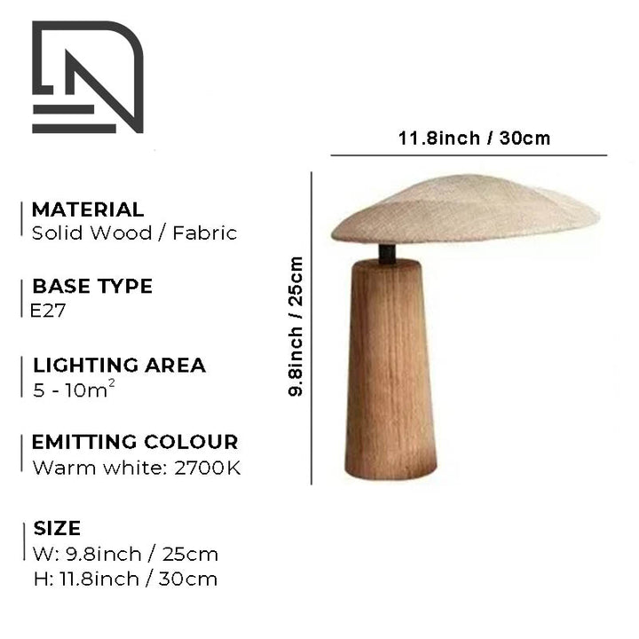 JAPANDI wooden LED desk lamp with a minimalist design, warm wood finish, and soft lighting, perfect for home office or modern desk decor.