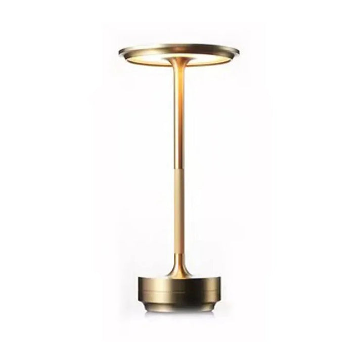 Cordless LANTERNE LED lamp in matte gold, dimmable touch control, warm light for living room