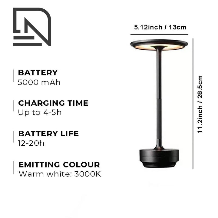 LANTERNE Scandinavian LED cordless table lamp with touch dimming, sleek modern design, and warm ambient lighting for versatile home decor.