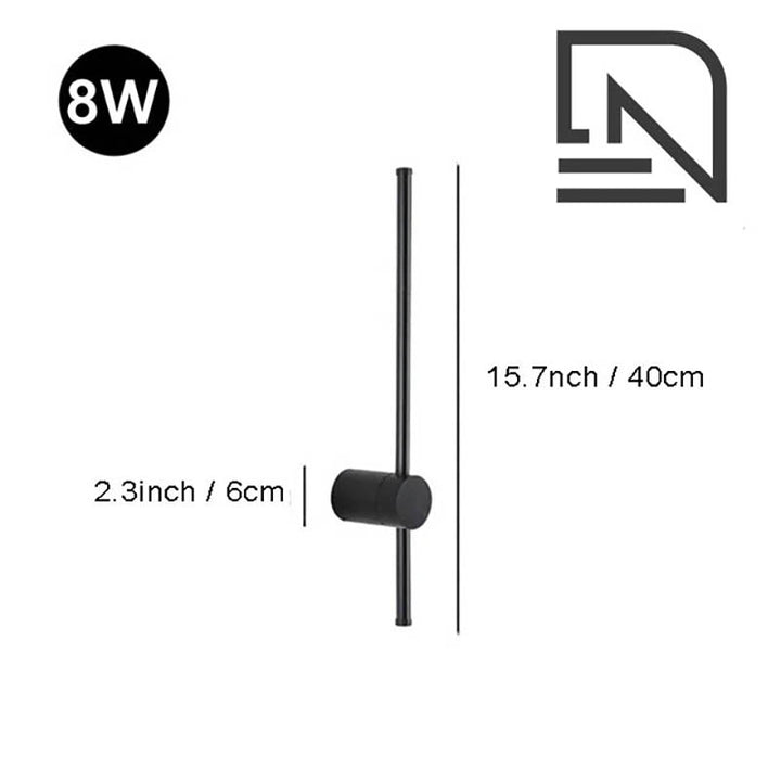 Black LINJE Nordic LED Wall Light with adjustable rotating design, crafted from premium aluminium, providing sleek, modern accent lighting for bedrooms, hallways, and living spaces. Variant