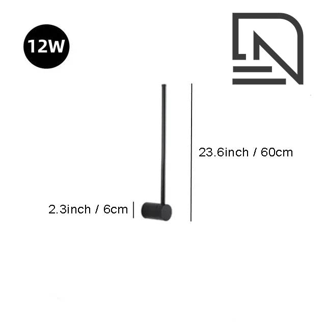 Black LINJE Nordic LED Wall Light with adjustable rotating design, crafted from premium aluminium, providing sleek, modern accent lighting for bedrooms, hallways, and living spaces. Variant2