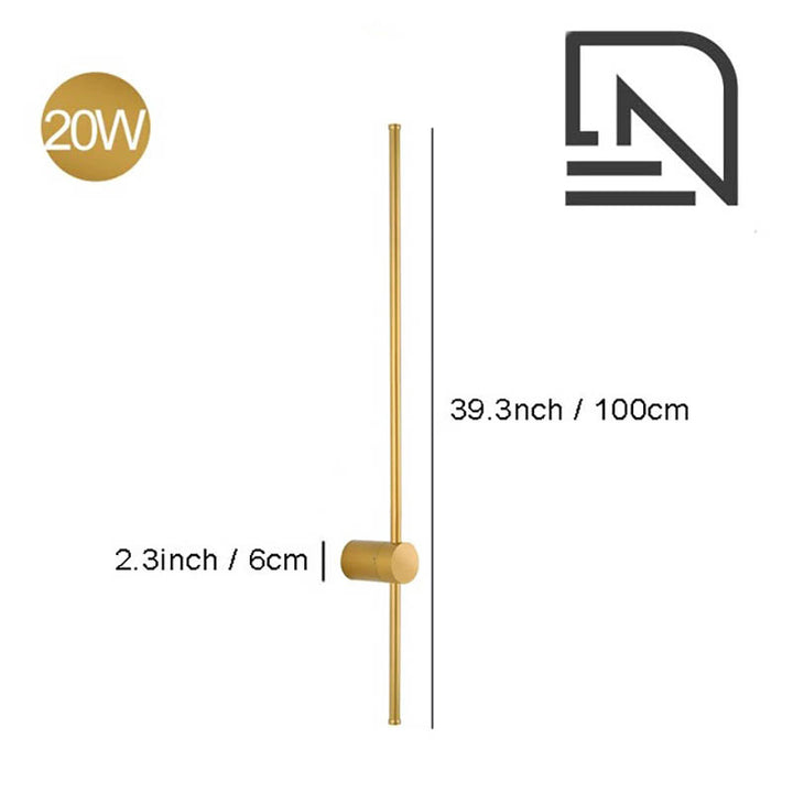 Gold LINJE Nordic LED Wall Light with adjustable rotating design, crafted from premium aluminium with a baked paint finish. Sleek, modern wall lamp for accent or ambient lighting in bedrooms, hallways, and living spaces. Variant 6