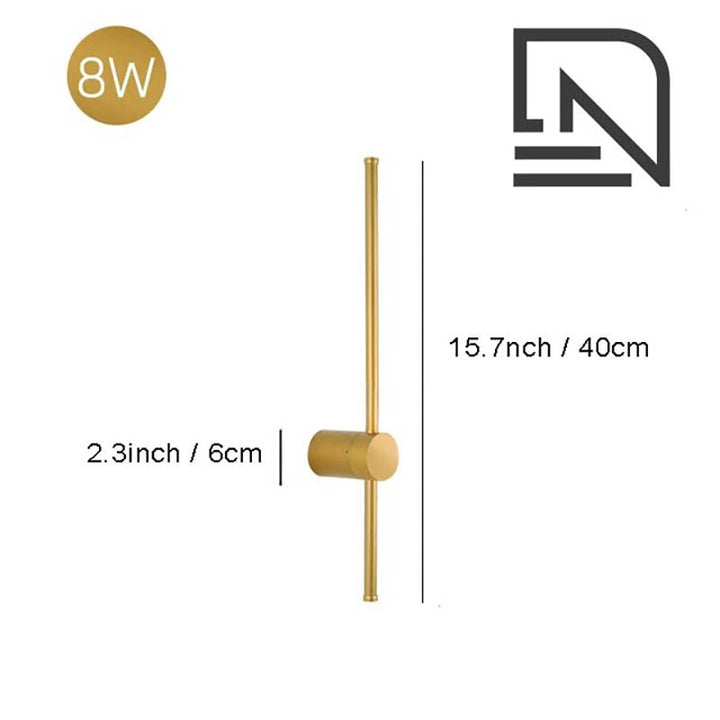Gold LINJE Nordic LED Wall Light with adjustable rotating design, crafted from premium aluminium with a baked paint finish. Sleek, modern wall lamp for accent or ambient lighting in bedrooms, hallways, and living spaces. Variant 1