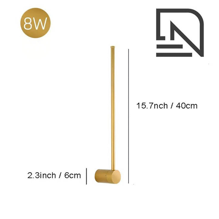 Gold LINJE Nordic LED Wall Light with adjustable rotating design, crafted from premium aluminium with a baked paint finish. Sleek, modern wall lamp for accent or ambient lighting in bedrooms, hallways, and living spaces. Variant 2