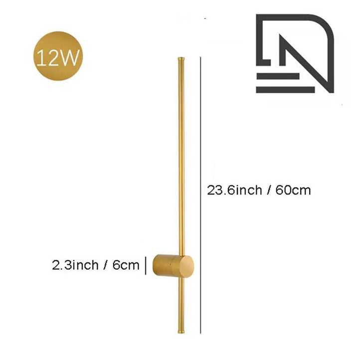 Gold LINJE Nordic LED Wall Light with adjustable rotating design, crafted from premium aluminium with a baked paint finish. Sleek, modern wall lamp for accent or ambient lighting in bedrooms, hallways, and living spaces. Variant 3