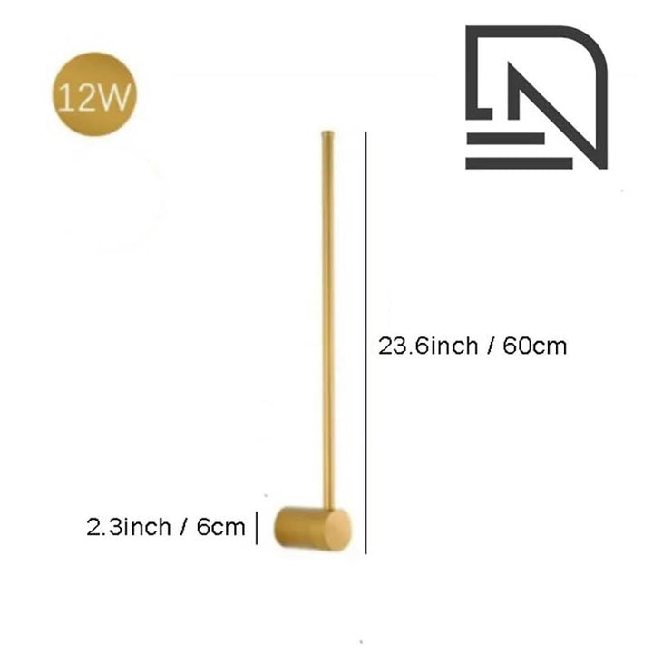 Gold LINJE Nordic LED Wall Light with adjustable rotating design, crafted from premium aluminium with a baked paint finish. Sleek, modern wall lamp for accent or ambient lighting in bedrooms, hallways, and living spaces. Variant 4