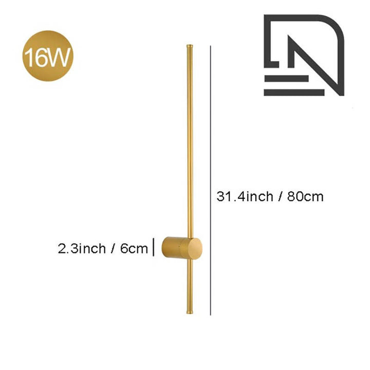 Gold LINJE Nordic LED Wall Light with adjustable rotating design, crafted from premium aluminium with a baked paint finish. Sleek, modern wall lamp for accent or ambient lighting in bedrooms, hallways, and living spaces. Variant 5