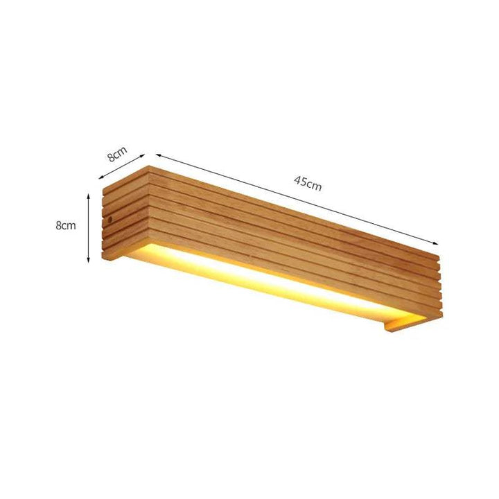 LYSE wooden LED wall lamp size 45cm x 8cm, modern Scandinavian wall lighting