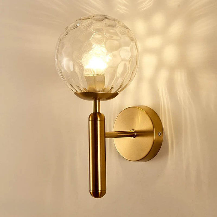 MAELKEBOLD modern glass ball wall light, golden Nordic LED sconce with clear honeycomb glass