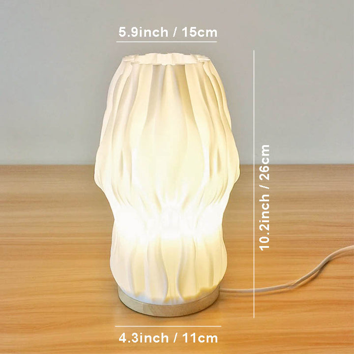 MOLLEN Nordic 3D printed lamp, compact dimmable table light, 26cm tall, 11cm base, warm LED glow, eco-friendly PLA, modern home decor