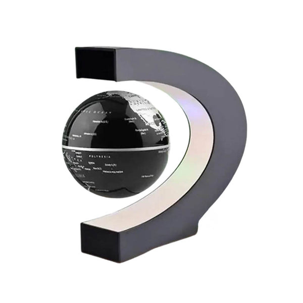 Magnetic levitation globe lamp, black floating world map with LED light, stylish night light for home and office decoration
