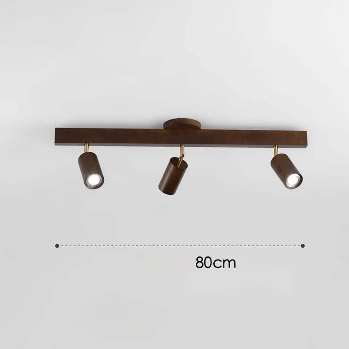 Ceiling light fixture with three cylindrical lights on a white background, showing measurement of 80cm.