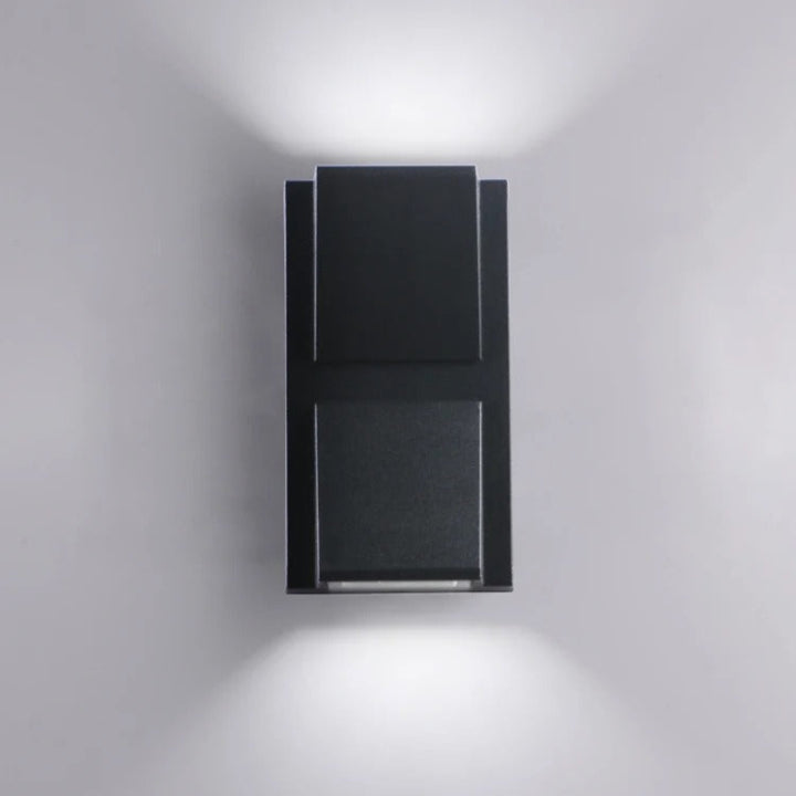 Up&Down outdoor Black wall-mounted light fixture on a gray background