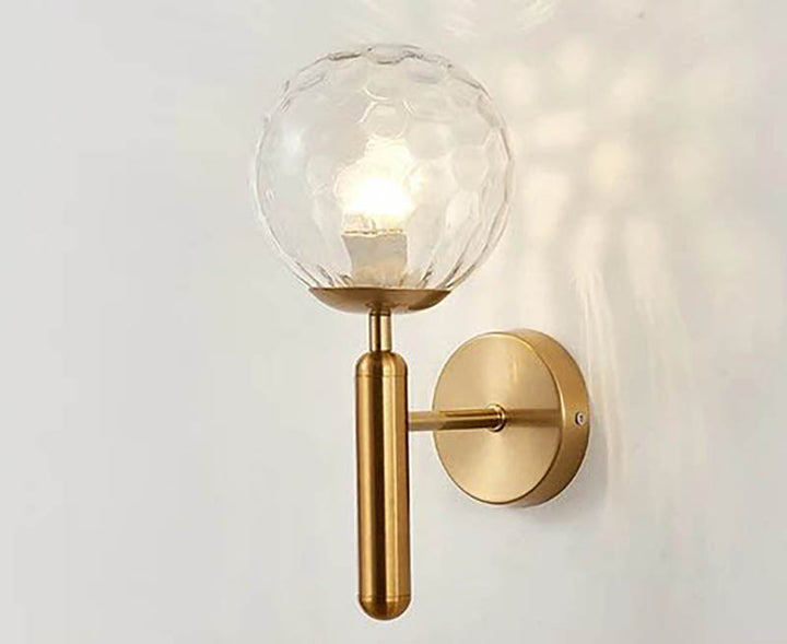 MAELKEBOLD modern glass ball wall light, golden Nordic LED sconce with clear honeycomb glass