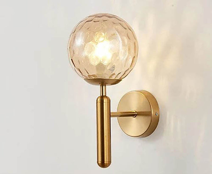 MAELKEBOLD modern glass ball wall light, golden Nordic LED sconce with amber honeycomb glass