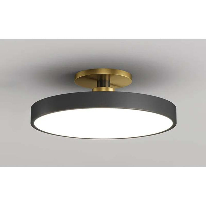 Ceiling light fixture with black and gold design on a neutral background