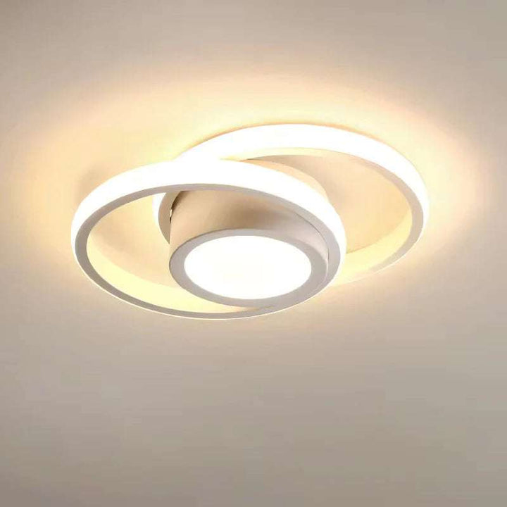 White double ring LED ceiling light fixture with soft warm glow for modern homes