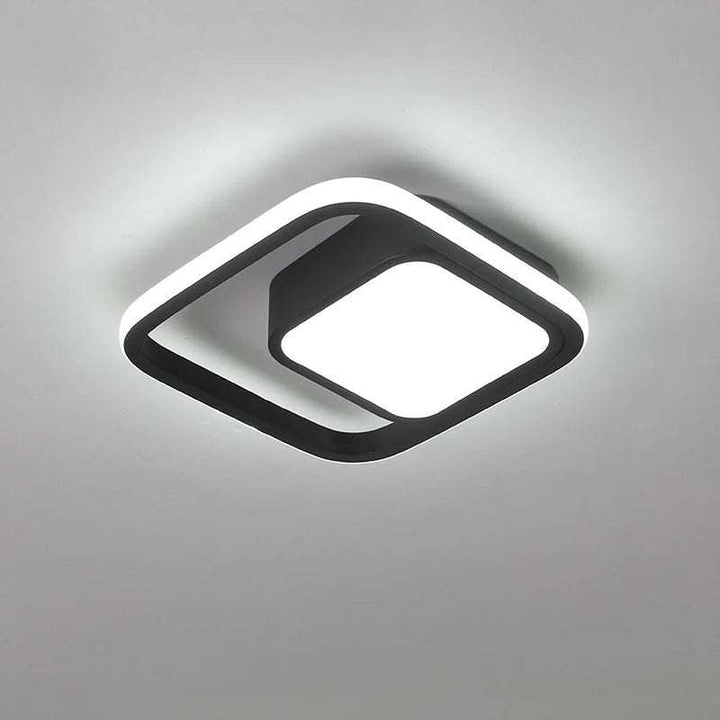 Black square LED ceiling light with slim frame and bright modern illumination