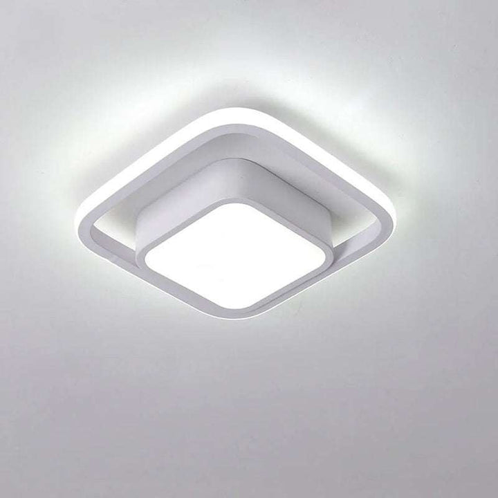 White square LED flush mount ceiling light with minimalist modern frame design